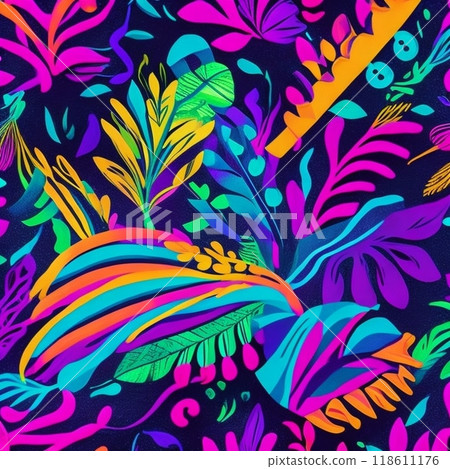 seamless pattern with abstract flowers 118611176