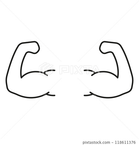 Bicep Flex Icon Line Icon. Physical Strength, Muscle Building, Fitness Activities for Health and Wellness Outline Symbol. Isolated Vector Illustration 118611376