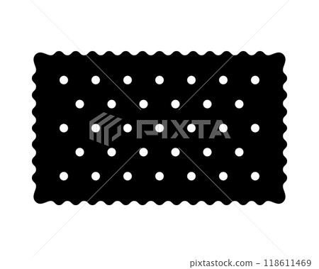 Cracker icon. Sweet or salty biscuit cookie in rectangle shape. Crunchy snack pictogram isolated on white background. Popular children treat. Vector graphic illustration 118611469