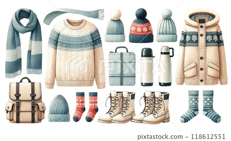 冬季旅行時尚/配件插畫集 冬季旅行時尚/配件插畫集 118612551