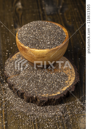 black and white chia seeds for a healthy diet black and white chia seeds for a healthy diet 118613305