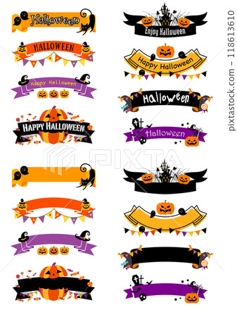 Halloween ribbon illustration set Halloween ribbon illustration set 118613610