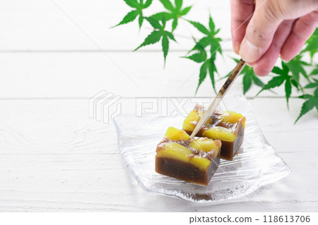 玻璃盤羊羹（栗子蒸羊羹） 118613706