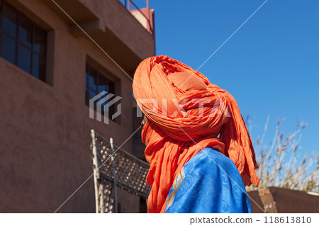 Berber in traditional costume in Ait Benhaddou Berber in traditional costume in Ait Benhaddou 118613810