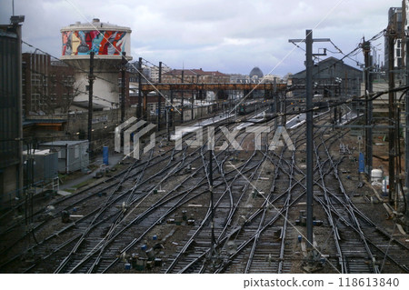 Railroad tracks at the exit of the Gare d'Austerlitz in Paris Railroad tracks at the exit of the Gare d'Austerlitz in Paris 118613840
