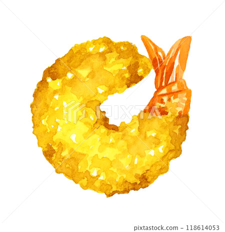 炸蝦手繪水彩插畫材料烹飪與食物 炸蝦手繪水彩插畫材料烹飪與食物 118614053