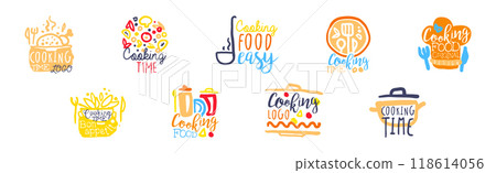 Cooking Time Logo and Bright Label Design Vector Set Cooking Time Logo and Bright Label Design Vector Set 118614056
