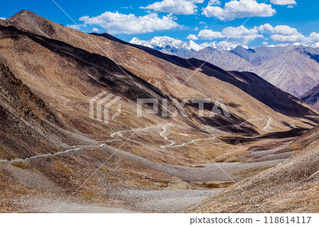 Himalayan landscape with road, Ladakh, India Himalayan landscape with road, Ladakh, India 118614117