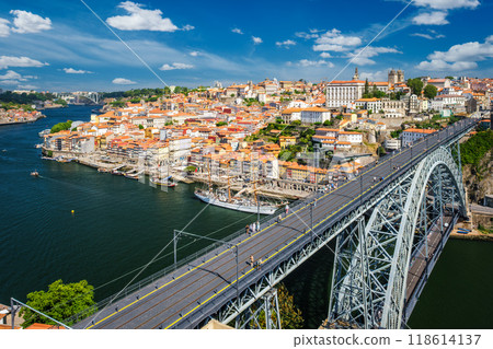 View of Porto city, Portugal, on sunset View of Porto city, Portugal, on sunset 118614137