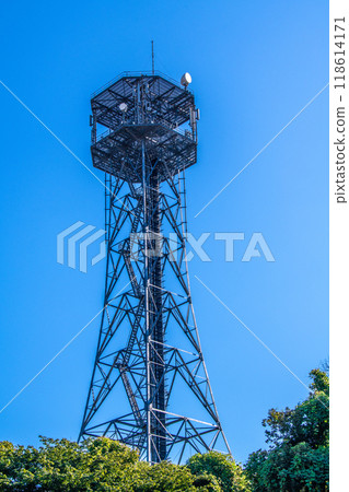 Yokohama cityscape in Japan, overlooking the wireless relay station in front of Nakagawa Station 118614171