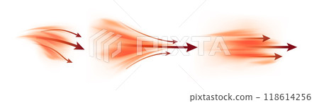Hot or warm air flow movement with arrows. 118614256