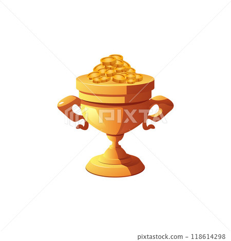 Big golden cup with coins. Big golden cup with coins. 118614298