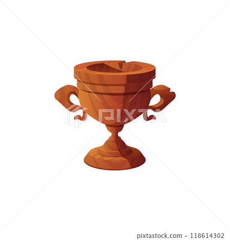 Old cracked wooden goblet. Old cracked wooden goblet. 118614302
