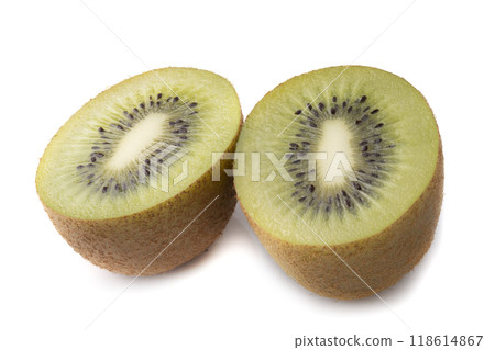 Kiwi fruit cut isolated on a white background Kiwi fruit cut isolated on a white background 118614867