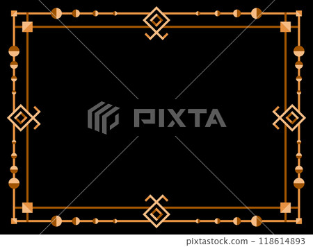 Art deco frame. Vintage linear border. Geometric gold frame in line art style. Design a template for invitations, leaflets and greeting cards. Vector illustration 118614893