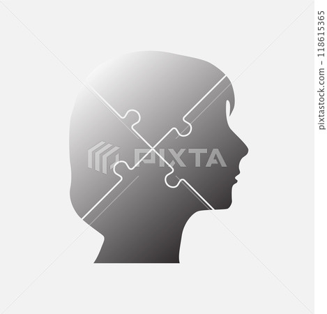 Female head made from four puzzle pieces Female head made from four puzzle pieces 118615365