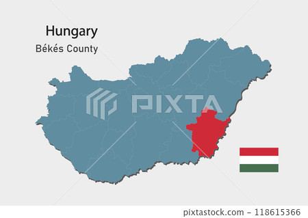 Vector map Hungary, county Bekes Vector map Hungary, county Bekes 118615366