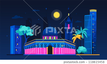 Old and new Jerusalem - modern colored vector illustration Old and new Jerusalem - modern colored vector illustration 118615458