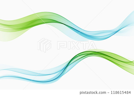 Blue-green transparent wave flow. Wave set 118615484