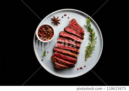 盤子裡的牛排 盤子裡的牛排 118615673