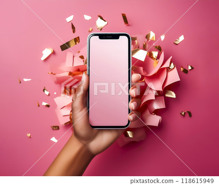 Image of a smartphone with copy space in the center 118615949