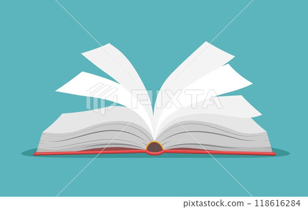 Opened book with fluttering pages 118616284