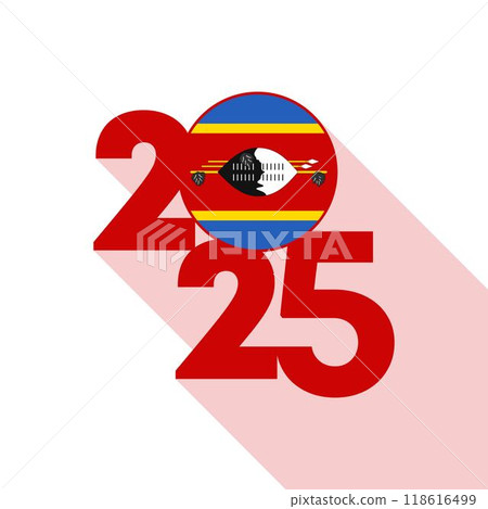2025 banner with Eswatini flag inside. Vector illustration. 118616499