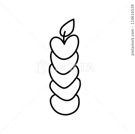 aesthetics hand drawn line candle. Colored Vector flat outline illustration isolated on background. decorative element for greeting card, web, christmas, wedding, birthday, valentine day 118616526