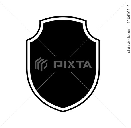 emblem Shield logo template flat illustration, shielding icon in black and white color, security and protector symbol isolated on white background emblem Shield logo template flat illustration, shielding icon in black and white color, security and protector symbol isolated on white background 118616545