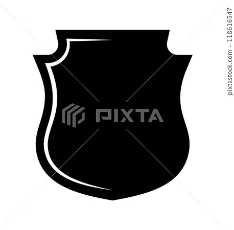 Shield logo template flat illustration, shielding icon in black and white color, security and protector symbol isolated on white background 118616547