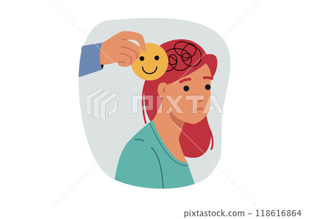 Psychological assistance for depressed woman who has become victim of mental disorder 118616864