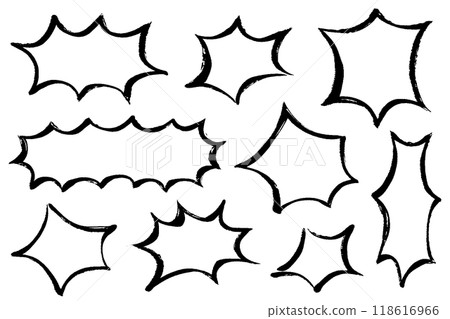 Illustration set of brush-written jagged speech bubbles 118616966