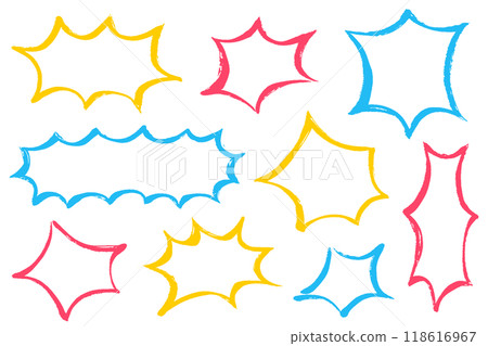 Illustration set of brush-written jagged speech bubbles 118616967