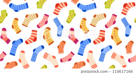 Seamless pattern with cute socks. Vector repeat background 118617166