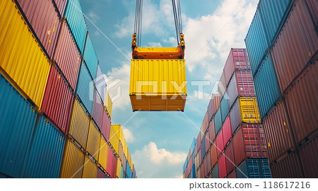 Liftable yellow container 118617216