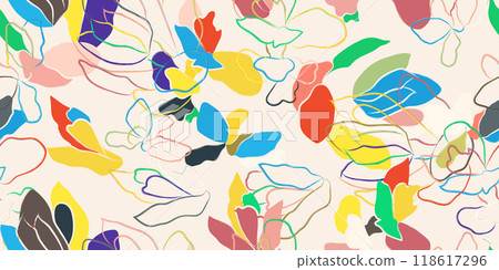 Floral brush strokes seamless pattern design for fashion textiles, graphics, backgrounds and crafts Floral brush strokes seamless pattern design for fashion textiles, graphics, backgrounds and crafts 118617296