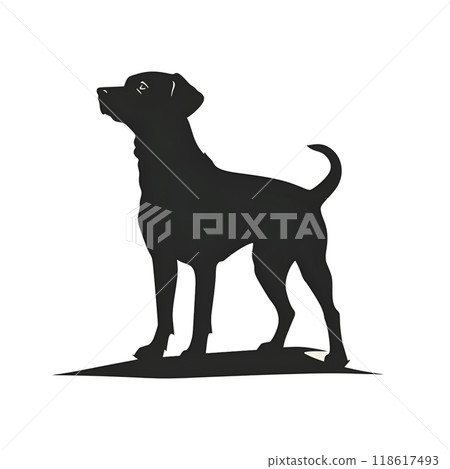 Black silhouette of a dog on white background. 118617493