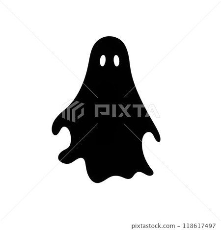 Black silhouette of a ghost on white background. Black silhouette of a ghost on white background. 118617497