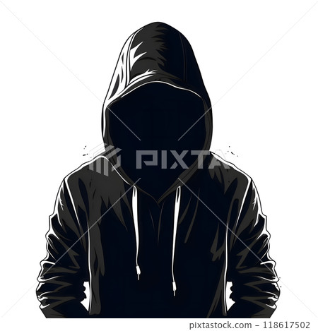 Black silhouette of a hoodies on white background. Black silhouette of a hoodies on white background. 118617502