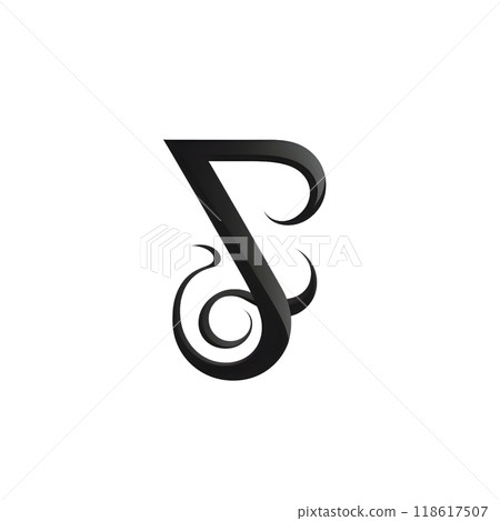 Black silhouette of a tattoo symbol on white background. 118617507