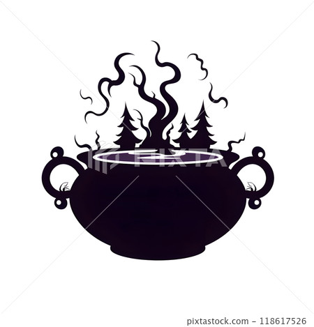Black silhouette of a cauldron on white background. Black silhouette of a cauldron on white background. 118617526