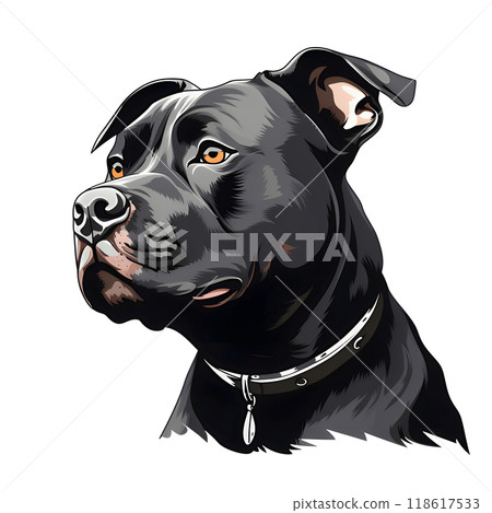 Black silhouette of a dog on white background. 118617533