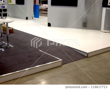 International Trade Fair Exhibition Hall Wheelchair Accessible Handicap No Steps Booth Under Construction 118617713