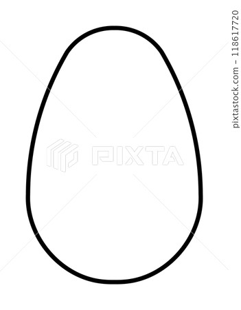 Black outline of an egg on a white background. Suitable for educational materials, art and design projects, craft activities, templates, and stencils. Ideal for learning, creativity, DIY, Easter craft Black outline of an egg on a white background. Suitable for educational materials, art and design projects, craft activities, templates, and stencils. Ideal for learning, creativity, DIY, Easter craft 118617720