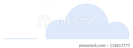 Light blue cloud shape and horizontal line on a white background. Ideal for weather themes, digital media, cloud storage, minimalistic designs, children s art. 118617777