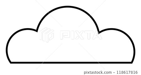 A black outlined cloud on a white background with clean lines. Ideal for weather apps, nature-themed projects, children s books, educational material, and graphic design. Simple, modern design. 118617816