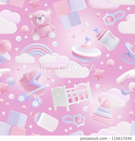 Dreamy baby toys 3D icon vector illustration Dreamy baby toys 3D icon vector illustration 118617840