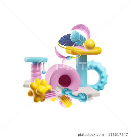 Whimsical pet toys 3D icon vector set Whimsical pet toys 3D icon vector set 118617847