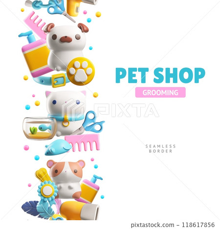 Pet shop grooming 3D icons vector illustration 118617856