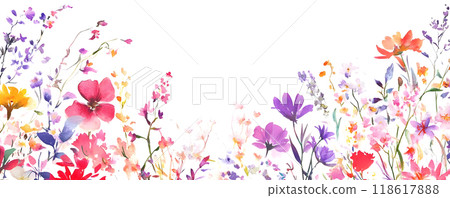 Floral Watercolor. Wild Floral Clipart. Wedding Clipart.  118617888